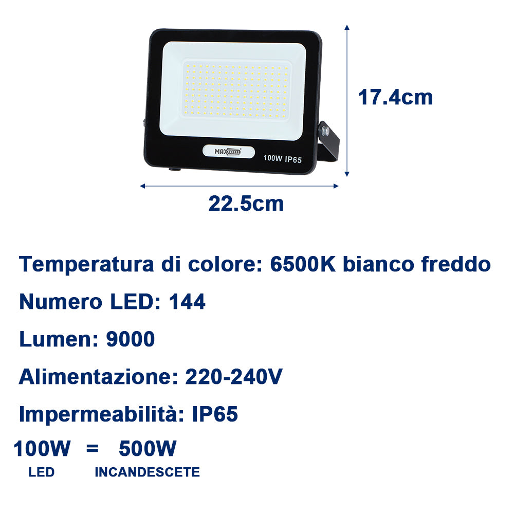 Faretto LED da Esterno – Impermeabile IP65, Luce Potente a Risparmio Energetico, Ideale per Giardini- MAX-0112