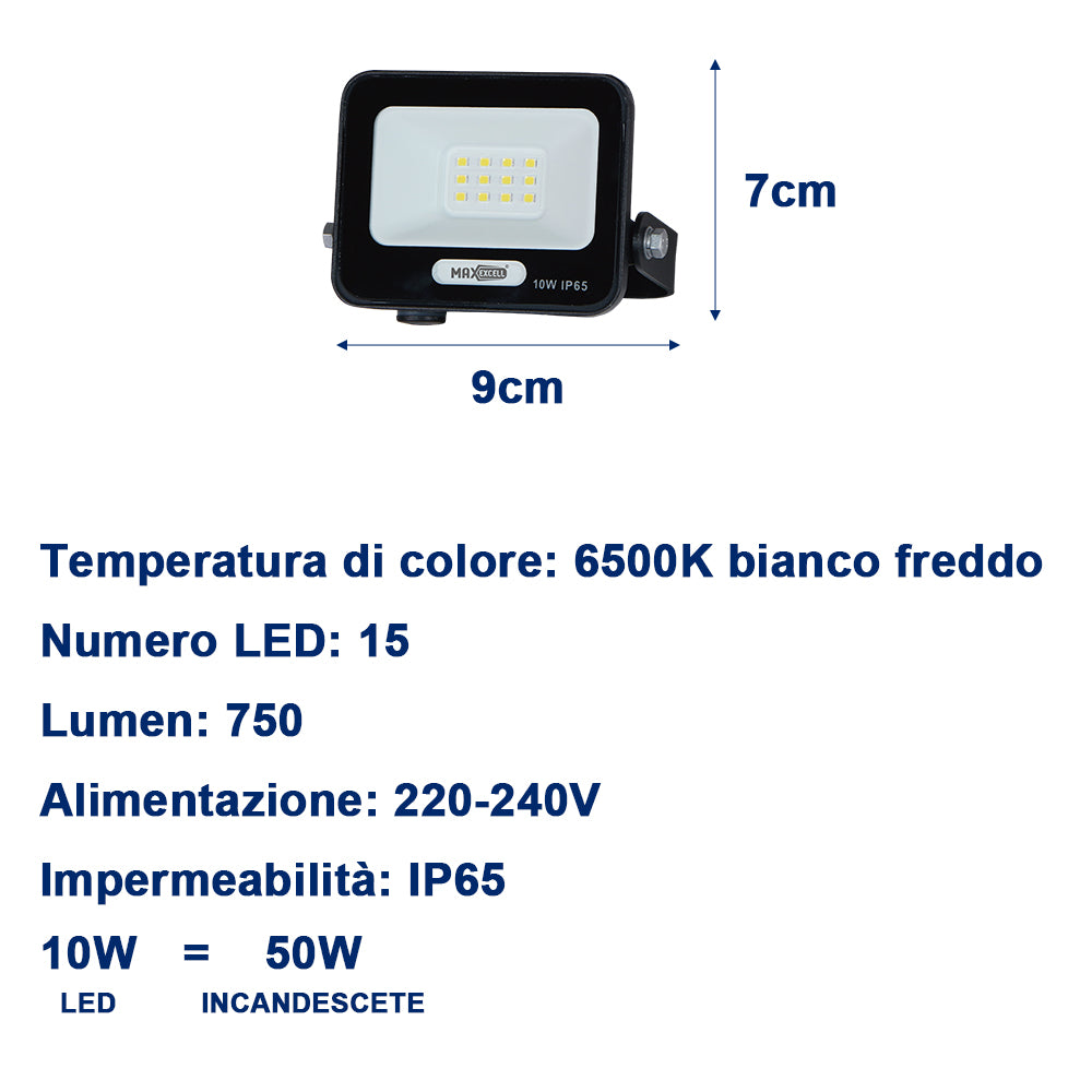 Faretto LED da Esterno – Impermeabile IP65, Luce Potente a Risparmio Energetico, Ideale per Giardini- MAX-0112