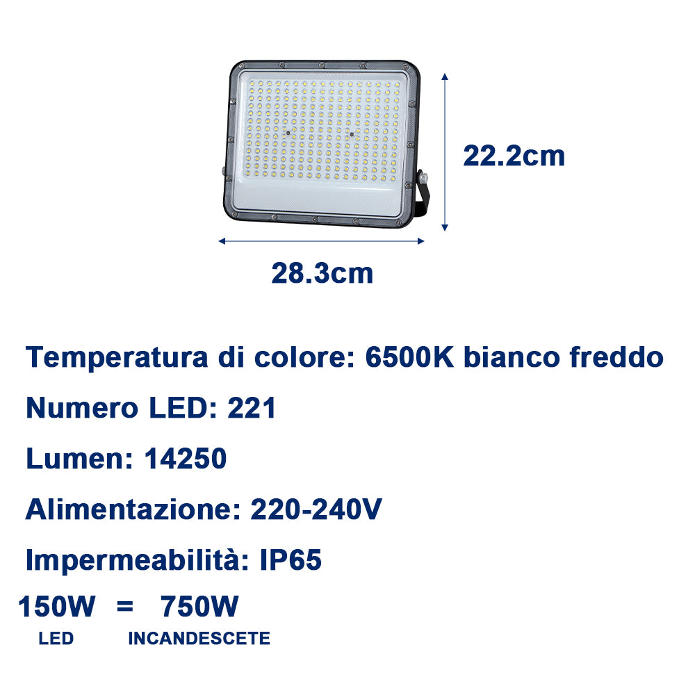 Faretto LED da Esterno – Impermeabile IP65, Luce Potente a Risparmio Energetico, Ideale per Giardini, Facciate, Cortili e Garage - MAX-O113