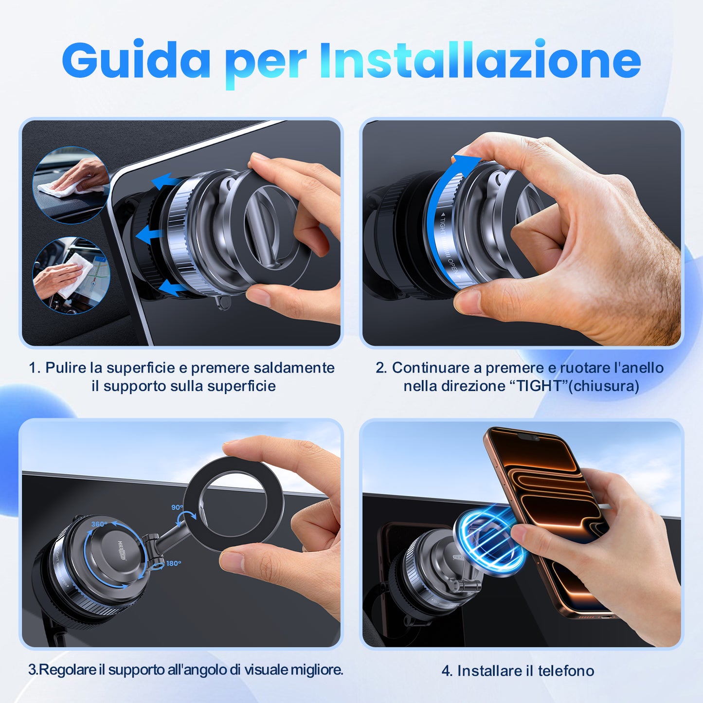 MAXEXCELL Supporto Smartphone da Auto con supporto magnetico