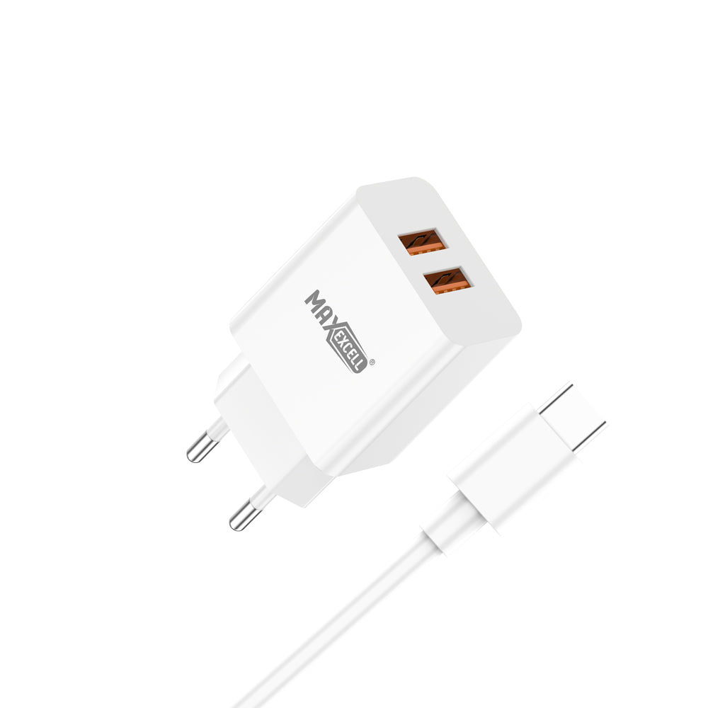 Caricatore da Muro Doppia USB-A 5V 2.4A – Semplice, Efficiente, Universale - MAX-A106
