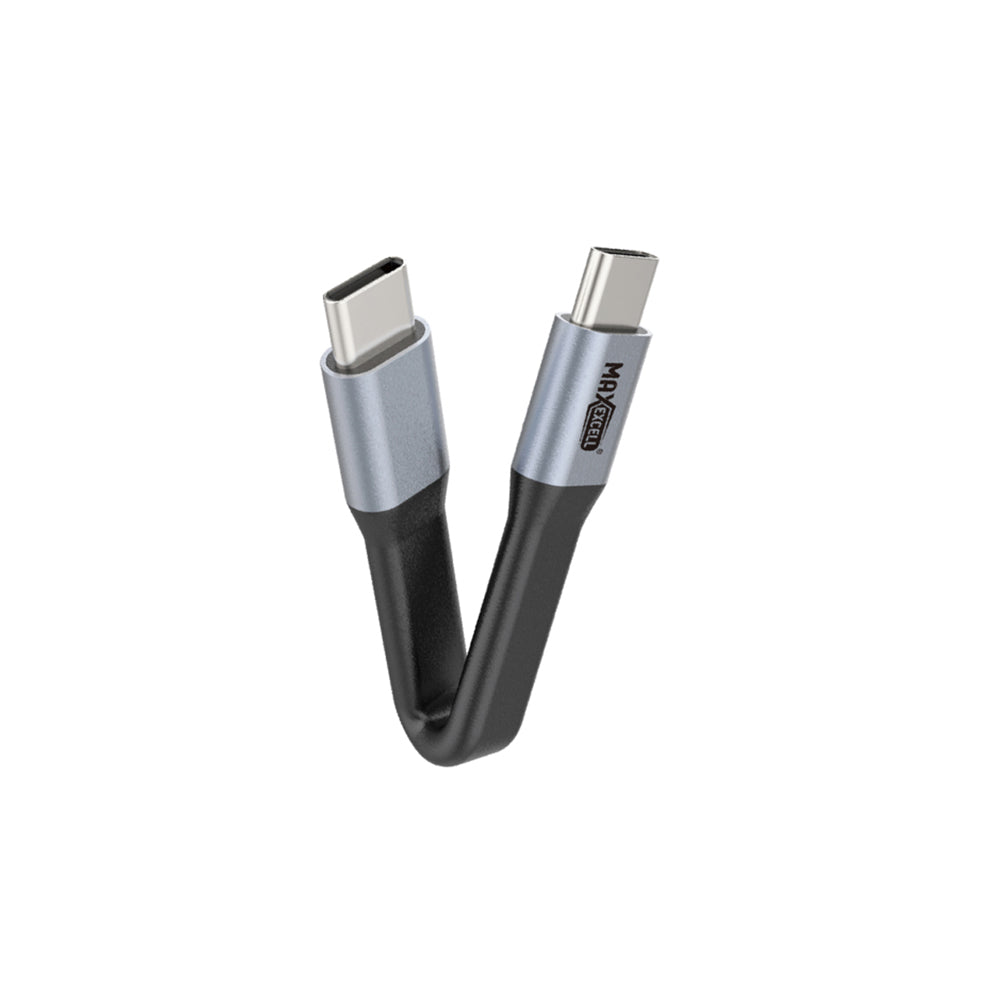 MAXEXCELL Cavo Type-C a Type-C Portatile – 10 cm, 3.5A, 60W con Portachiavi
