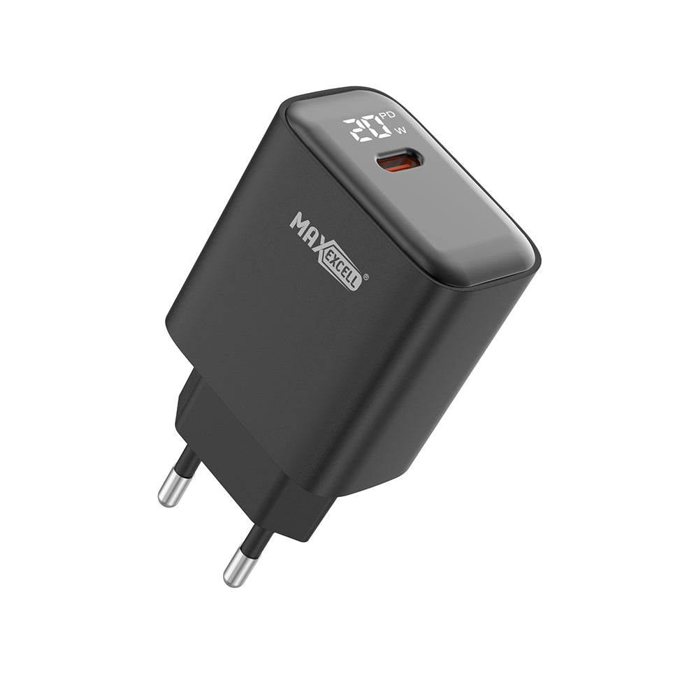 Caricatore da Muro 20W PD + QC – 1 Porta USB-C con LED, Ricarica Ultra Rapida, Compatto e Sicuro - MAX-A113