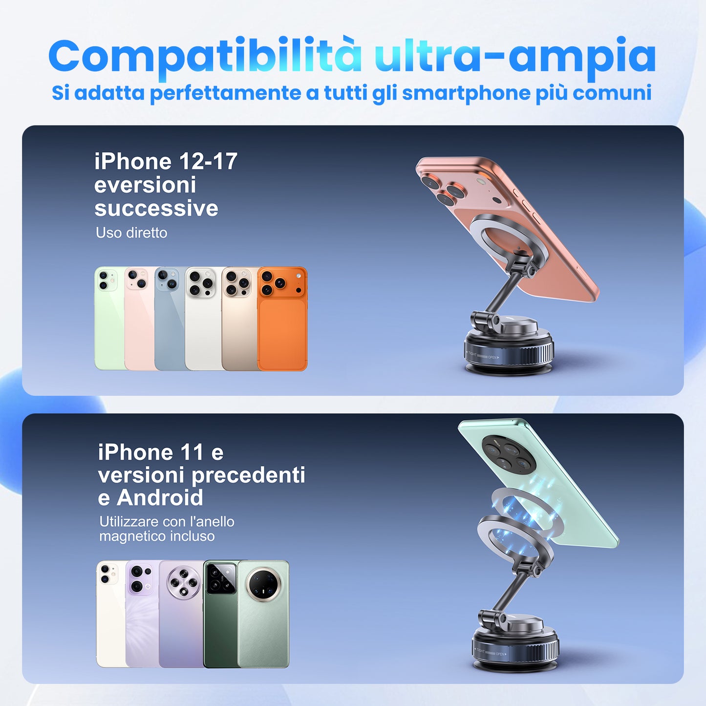 MAXEXCELL Supporto Smartphone da Auto con supporto magnetico