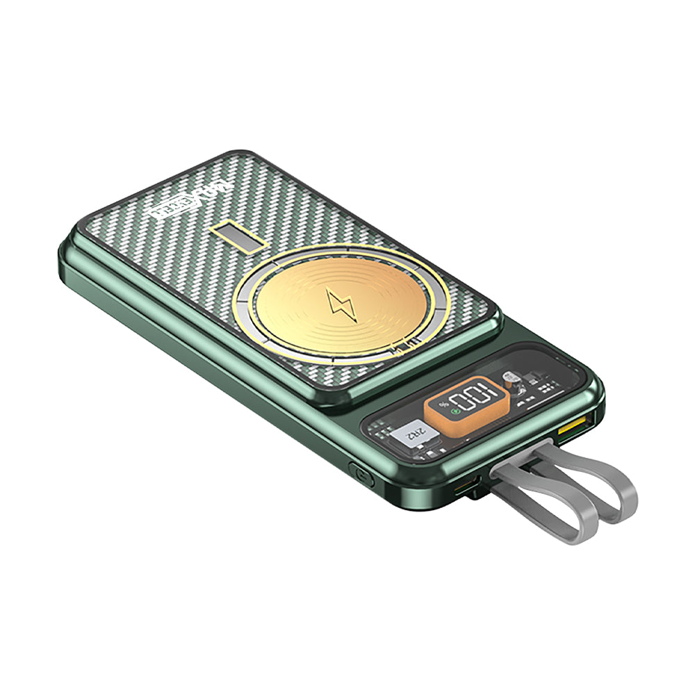 Power Bank 10000mAh – Ricarica Rapida PD Wireless con Cavo Integrato e Display Digitale - MAX-F110