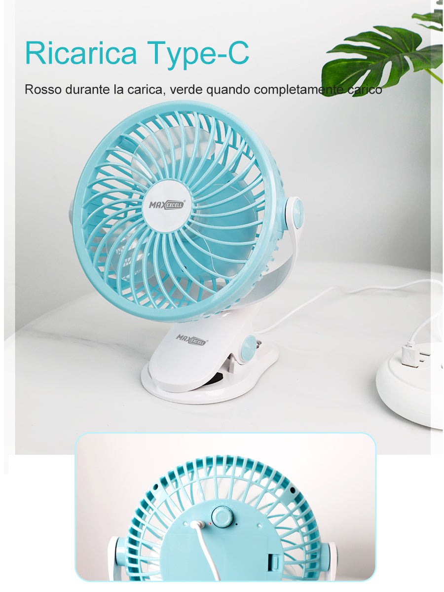Ventilatore da Tavolo con Clip – Compatto, Silenzioso e Orientabile – Perfetto per Casa, Ufficio o Viaggio - MAX-J129