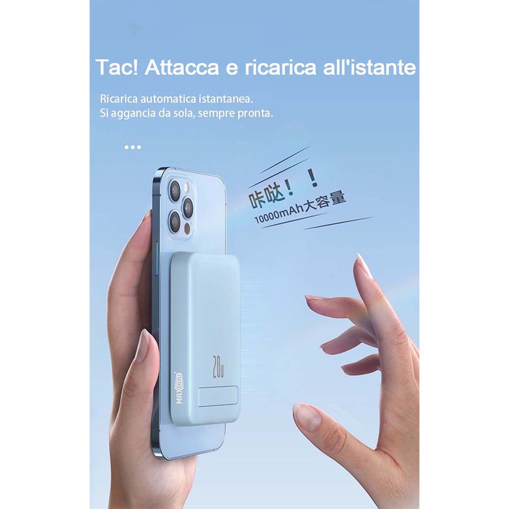 Power Bank 10000mAh – Ricarica Wireless 15W + USB-C 20W Bidirezionale - MAX-F106
