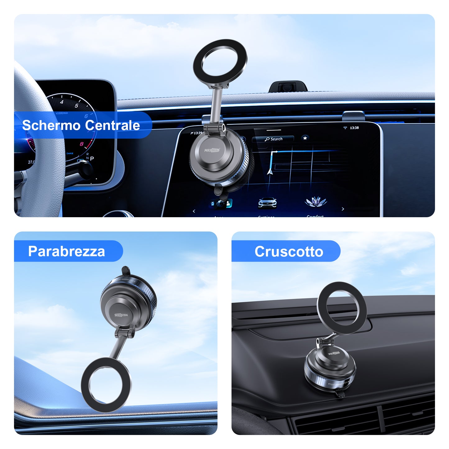 MAXEXCELL Supporto Smartphone da Auto con supporto magnetico