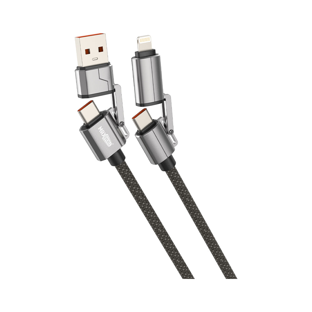 Cavo USB Multipla 4 in 1 – Lightning + USB-A + USB-C + Type-C, 1.2M, Carica Rapida 3.5A – Alta Qualità - MAX-B118