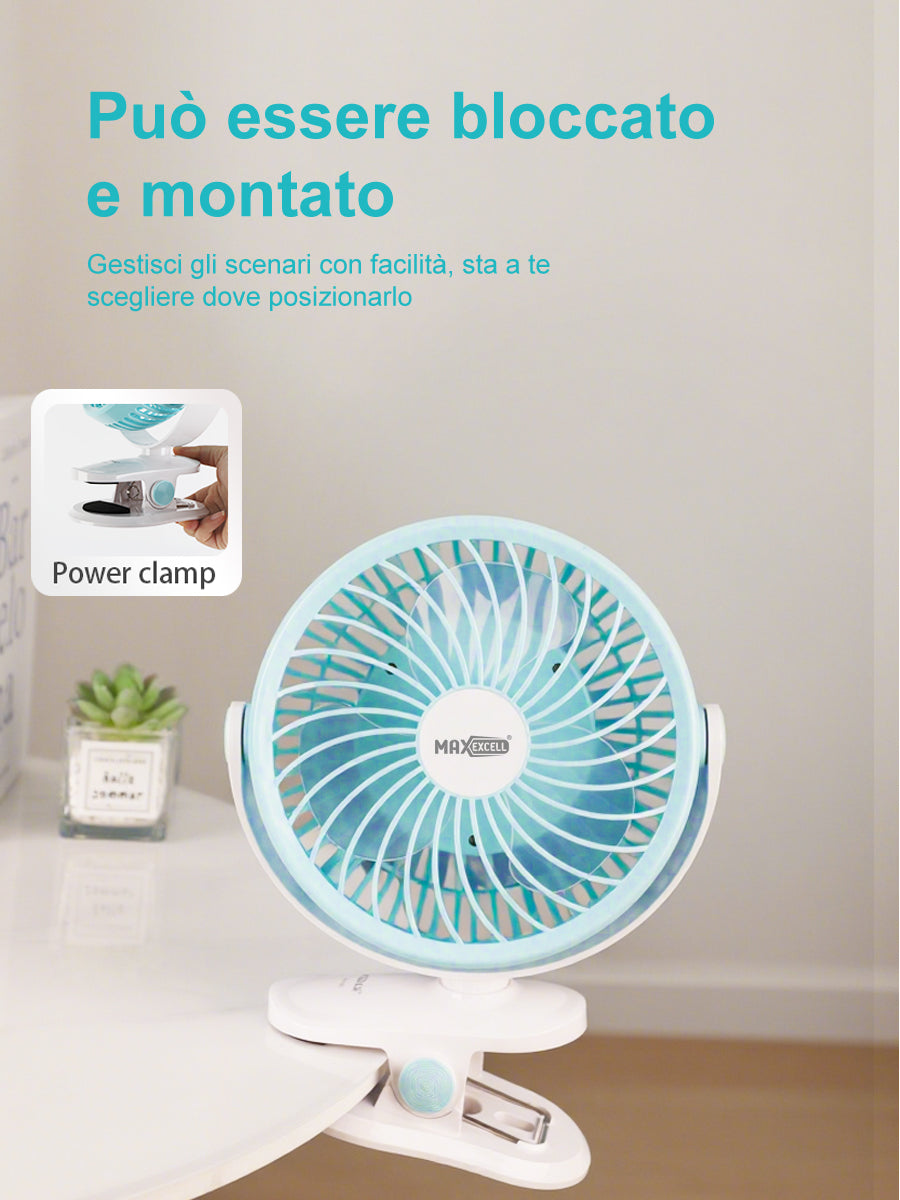 Ventilatore da Tavolo con Clip – Compatto, Silenzioso e Orientabile – Perfetto per Casa, Ufficio o Viaggio - MAX-J129