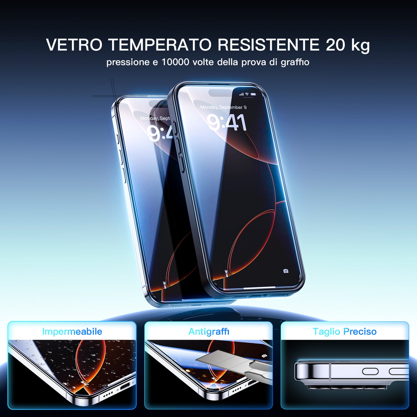 2 PEZZI Compatibile con iPhone Pellicola Vetro Temperato Serie iPhone – Protezione Totale, Zero Compromessi - MAX-E100