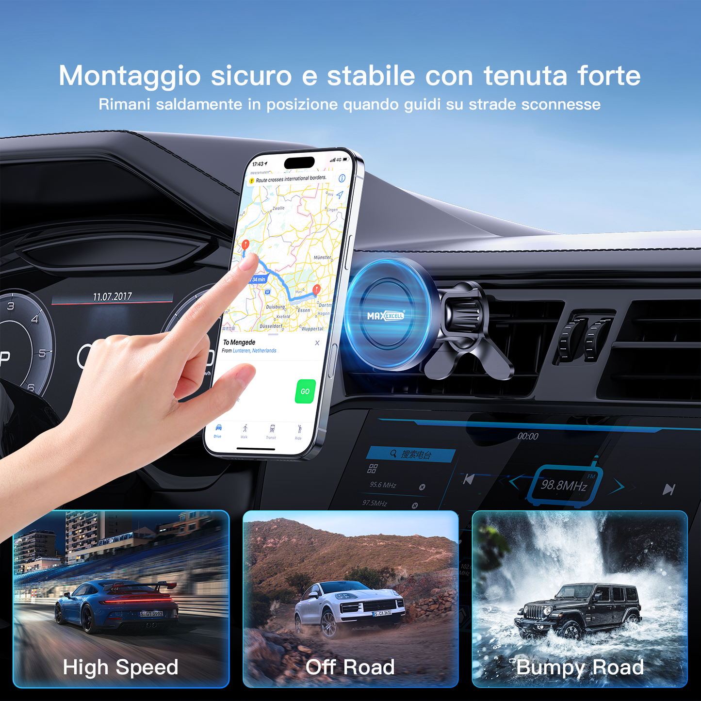 Porta Cellulare Auto – Supporto Magnetico con Attacco alla Bocchetta d’Aria, Universale e Compatto – MAX-I121