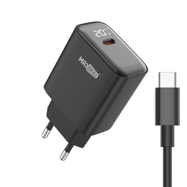 MAXEXCELL Caricabatteria per Cellulare 20W PD + QC – 1 Porta USB-C con LED