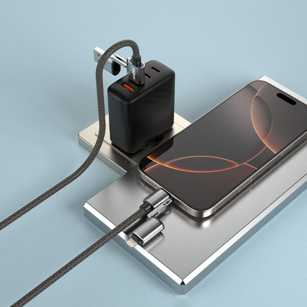 MAXEXCELL Cavo USB Multipla 4 in 1 – Lightning + USB-A + USB-C + Type-C