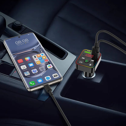 Car MP3 Bluetooth con USB-C PD 25W + QC 3.0, Doppia USB-A e Luci RGB - MAX-M107