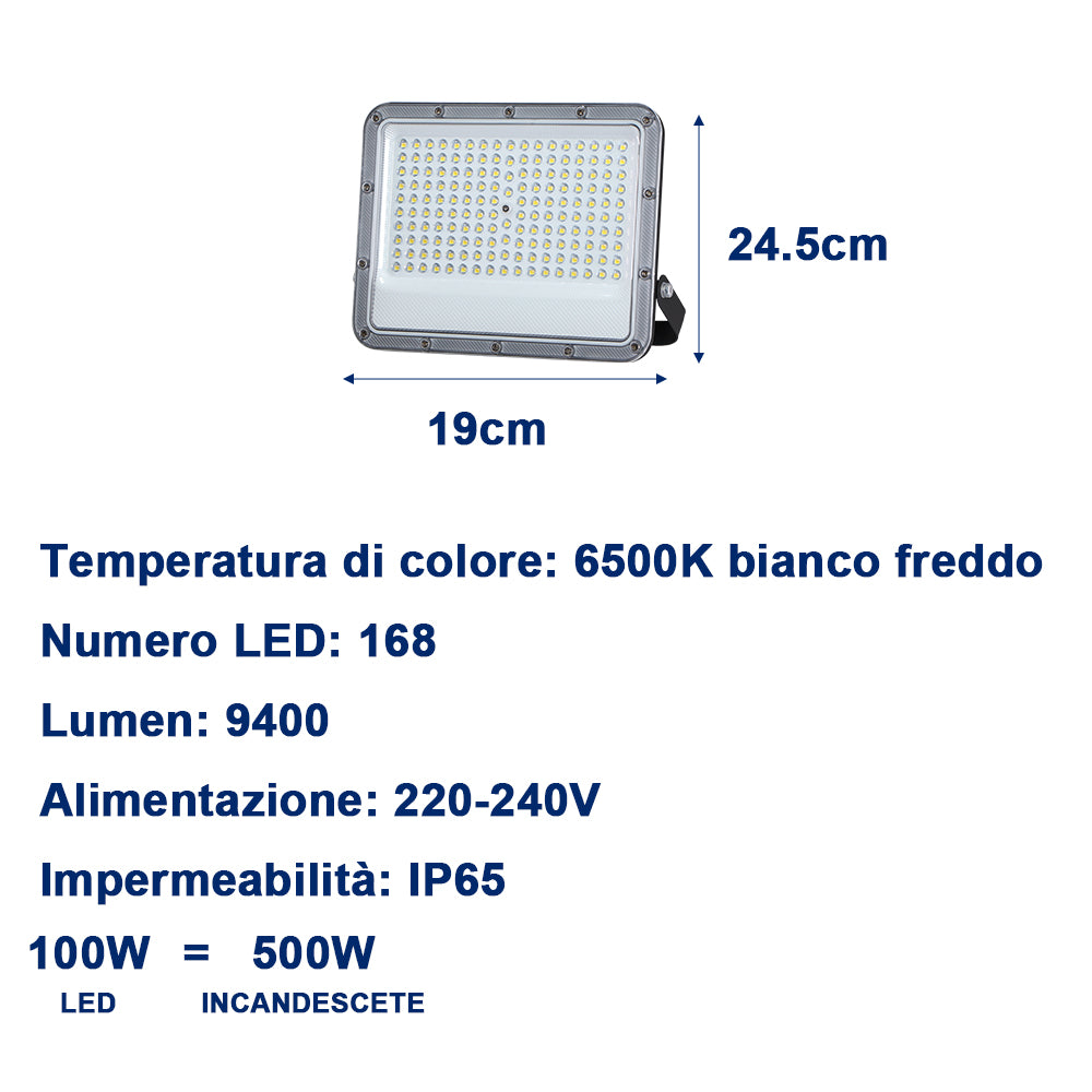 Faretto LED da Esterno – Impermeabile IP65, Luce Potente a Risparmio Energetico, Ideale per Giardini, Facciate, Cortili e Garage - MAX-O113
