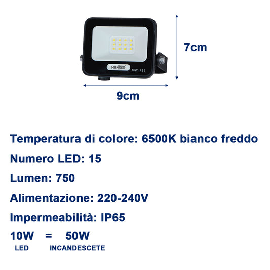 Faretto LED da Esterno – Impermeabile IP65, Luce Potente a Risparmio Energetico, Ideale per Giardini- MAX-0112