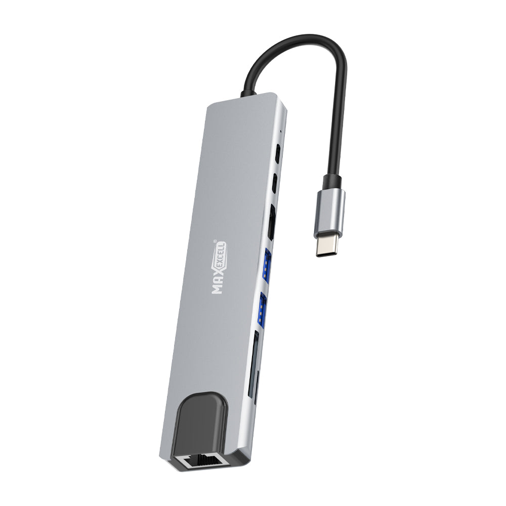 HUB USB-C Multiporta 8 in 1 – 20cm, Porta Alimentazione Micro USB, Uscita 4K Ultra HD, Connessioni Multiple per Laptop, Tablet e Smartphone – Model: 8 IN 1 - MAX-J126