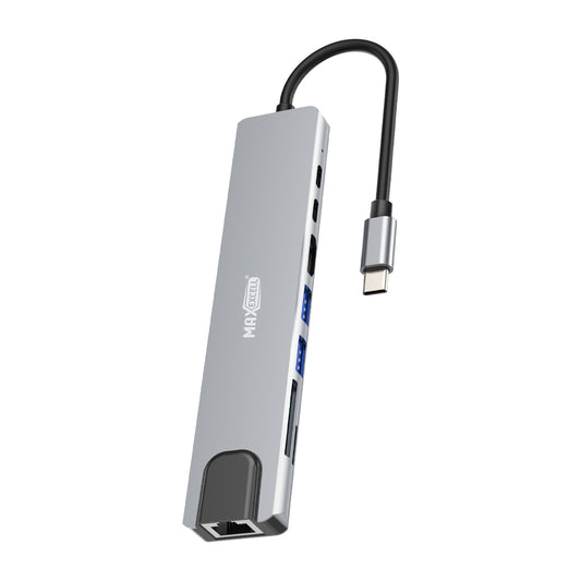 HUB USB-C Multiporta 8 in 1 – 20cm, Porta Alimentazione Micro USB, Uscita 4K Ultra HD, Connessioni Multiple per Laptop, Tablet e Smartphone – Model: 8 IN 1 - MAX-J126
