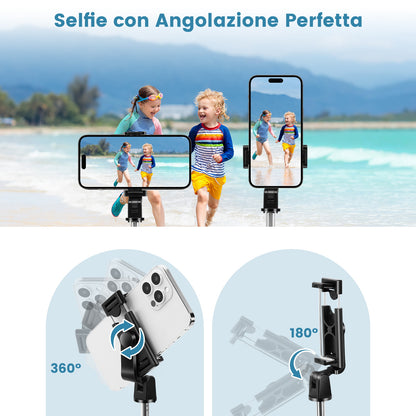 Bastone Selfie Stick – Estensibile, con Telecomando Bluetooth e Rotazione 360° - MAX-J102