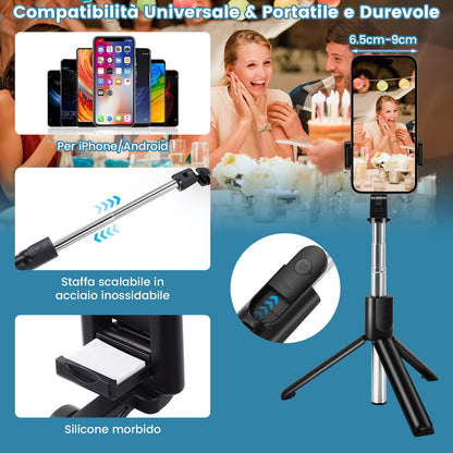 Bastone Selfie Stick – Estensibile, con Telecomando Bluetooth e Rotazione 360° - MAX-J102