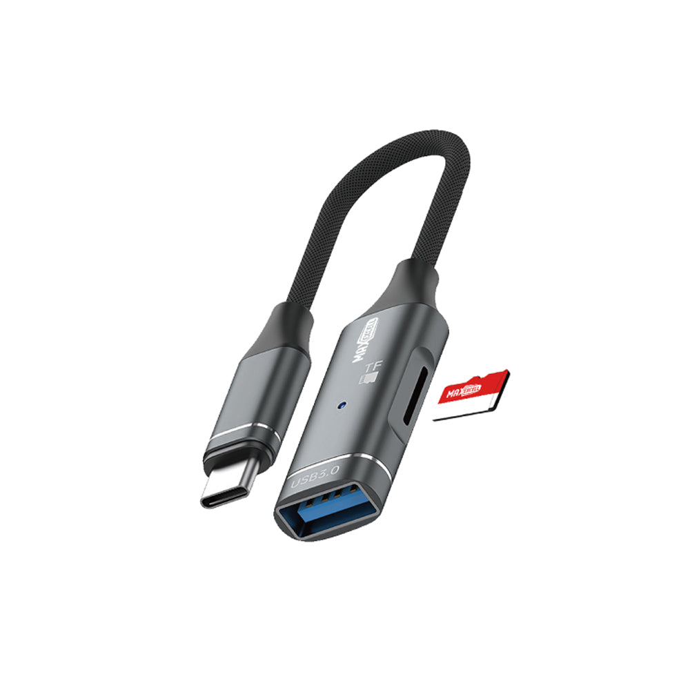 MAXEXCELL Adattatore da USB-C a USB-A con Lettore MicroSD – Multifunzione e Compatto