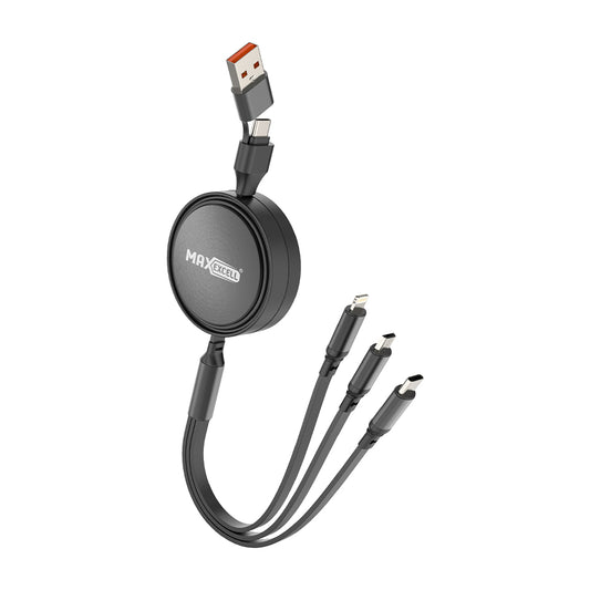 Multi Cavo di Ricarica 3 in 1 – Lightning + Micro USB + USB-C, 1.3M, Carica Rapida 5V/3A – Alta Qualità - MAX-B115