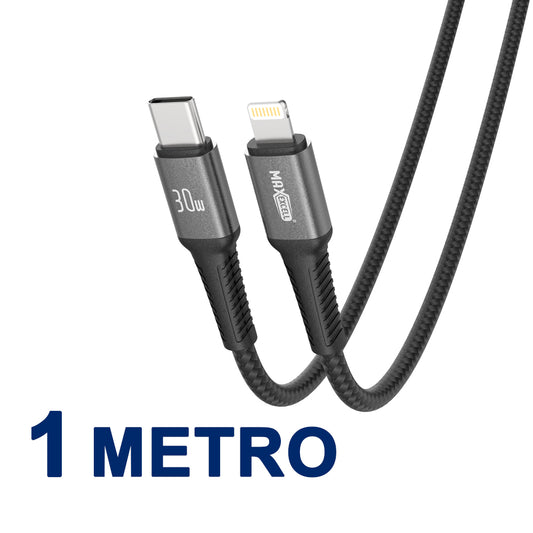 Cavo USB-C a Lightning 30W – Intrecciato, 3.5A, con Connettori in Alluminio - MAX-B107