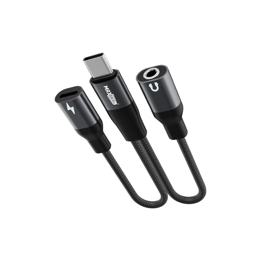 Adattatore 2 in 1 da USB-C a Jack 3.5mm + Lightning – Ricarica e Ascolta Senza Compromessi - MAX-L110