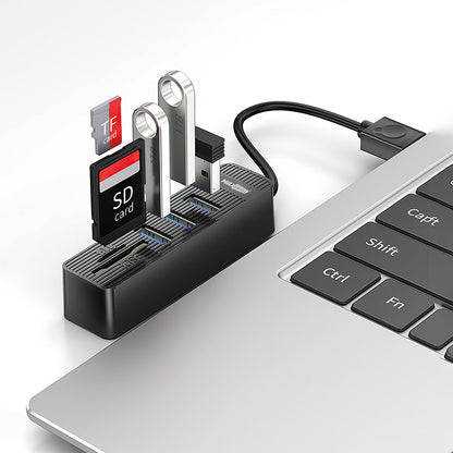 Hub USB 2.0 con 3 Porte + Lettore di Schede TF/SD – Adattatore Multiporta per PC, Laptop, Tablet - MAX-J130