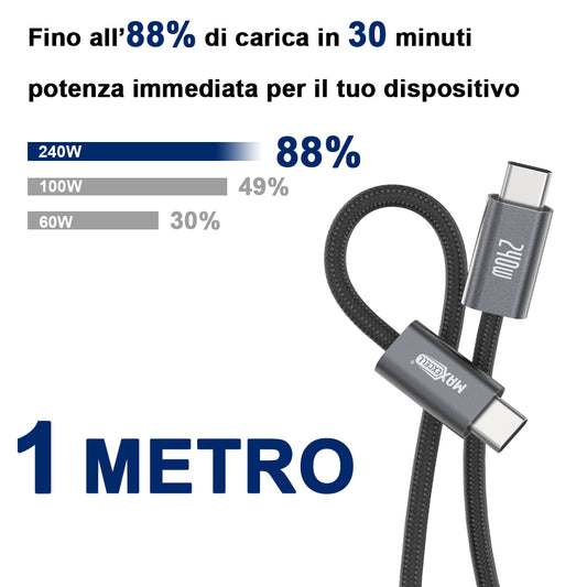 Cavo USB-C a USB-C 240W 5A – Ricarica Ultra-Rapida e Trasferimento Dati - MAX-B103