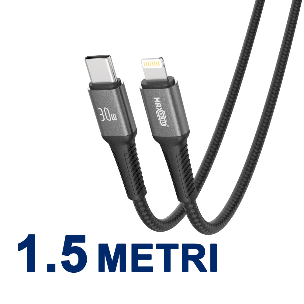 Cavo USB-C a Lightning 30W – Intrecciato, 3.5A, con Connettori in Alluminio - MAX-B107