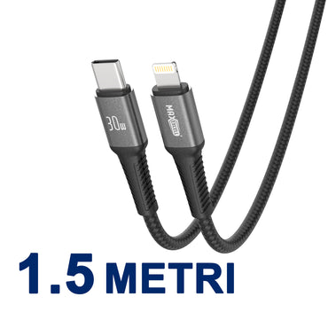 Cavo USB-C a Lightning 30W – Intrecciato, 3.5A, con Connettori in Alluminio - MAX-B107
