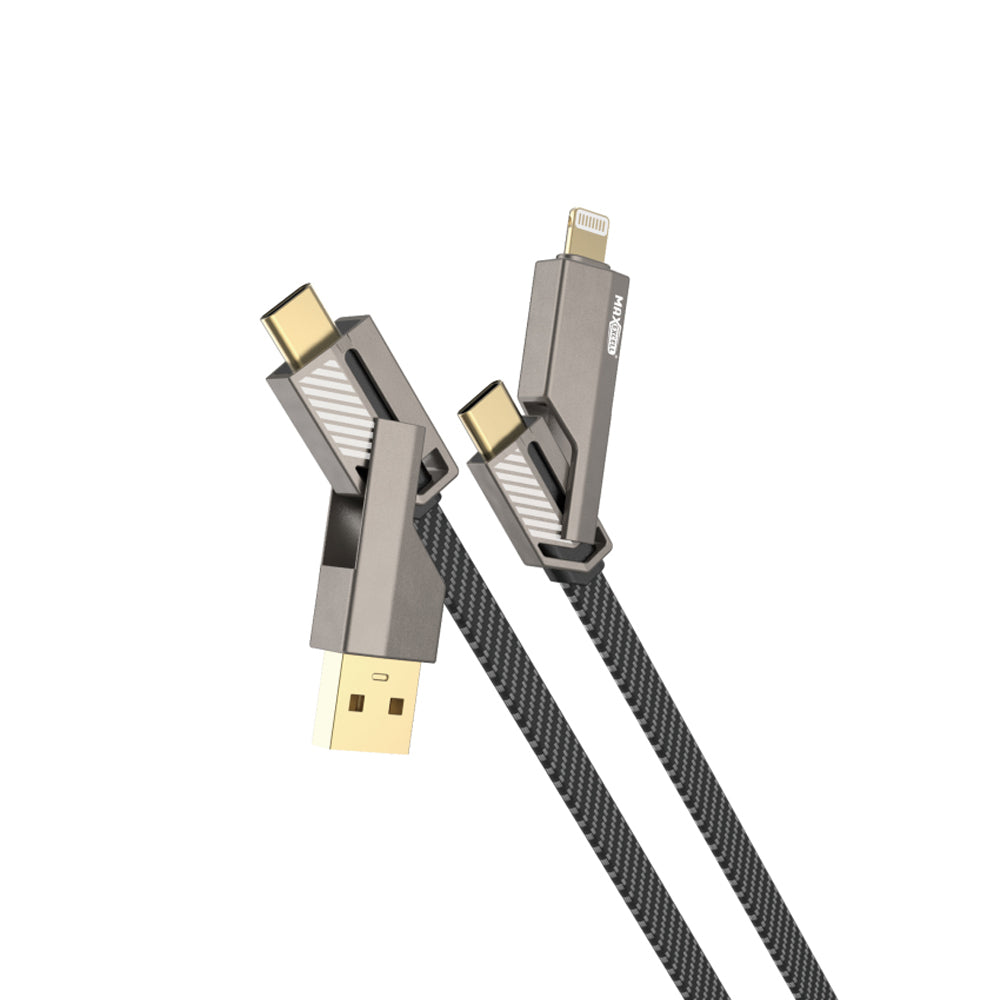 MAXEXCELL Cavo Multiplo 4 in 1 – Type-C / Lightning / USB-A – 1,5M, 3.5A