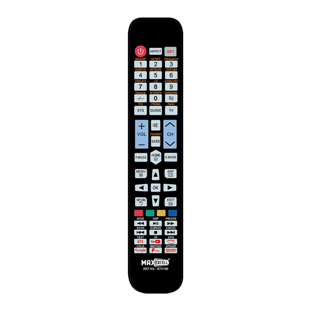 Telecomando Universale per Televisore – Compatibile con Smart TV, LED, LCD – Pronto all’Uso, Facile da Usare, Sostituisce Quello Originale - MAX-R100