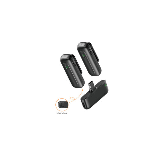 MAXEXCELL MICROFONO LAVALIER WIRELESS M6 (1 TRASMETTITORE → 2 RICEVITORI)