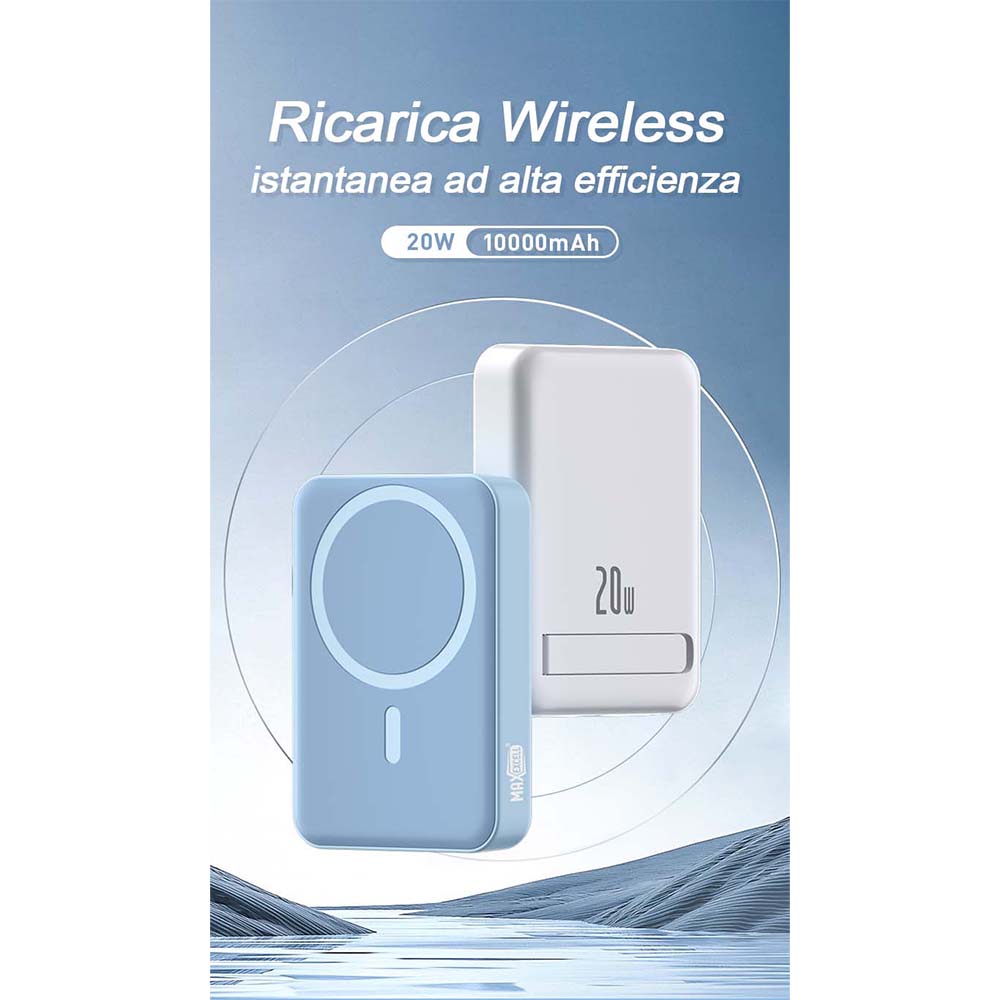 Power Bank 10000mAh – Ricarica Wireless 15W + USB-C 20W Bidirezionale - MAX-F106