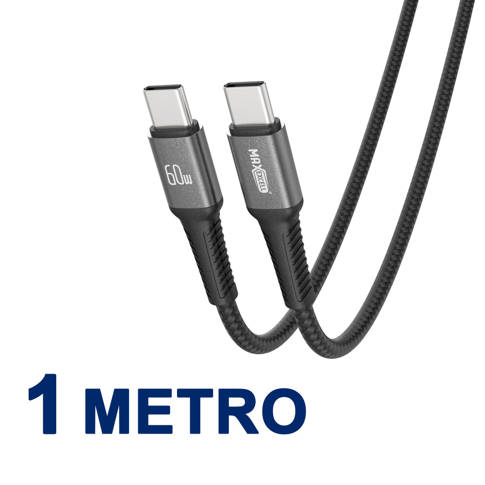 Cavo USB-C a USB-C 60W – Intrecciato, 3.5A, con Connettori in Alluminio - MAX-B106