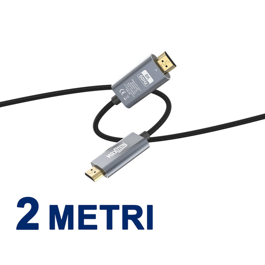 Cavo HDMI 2 Metri – 8K a 60Hz, Ultra HD, Audio/Video ad Alta Definizione - MAX-B140