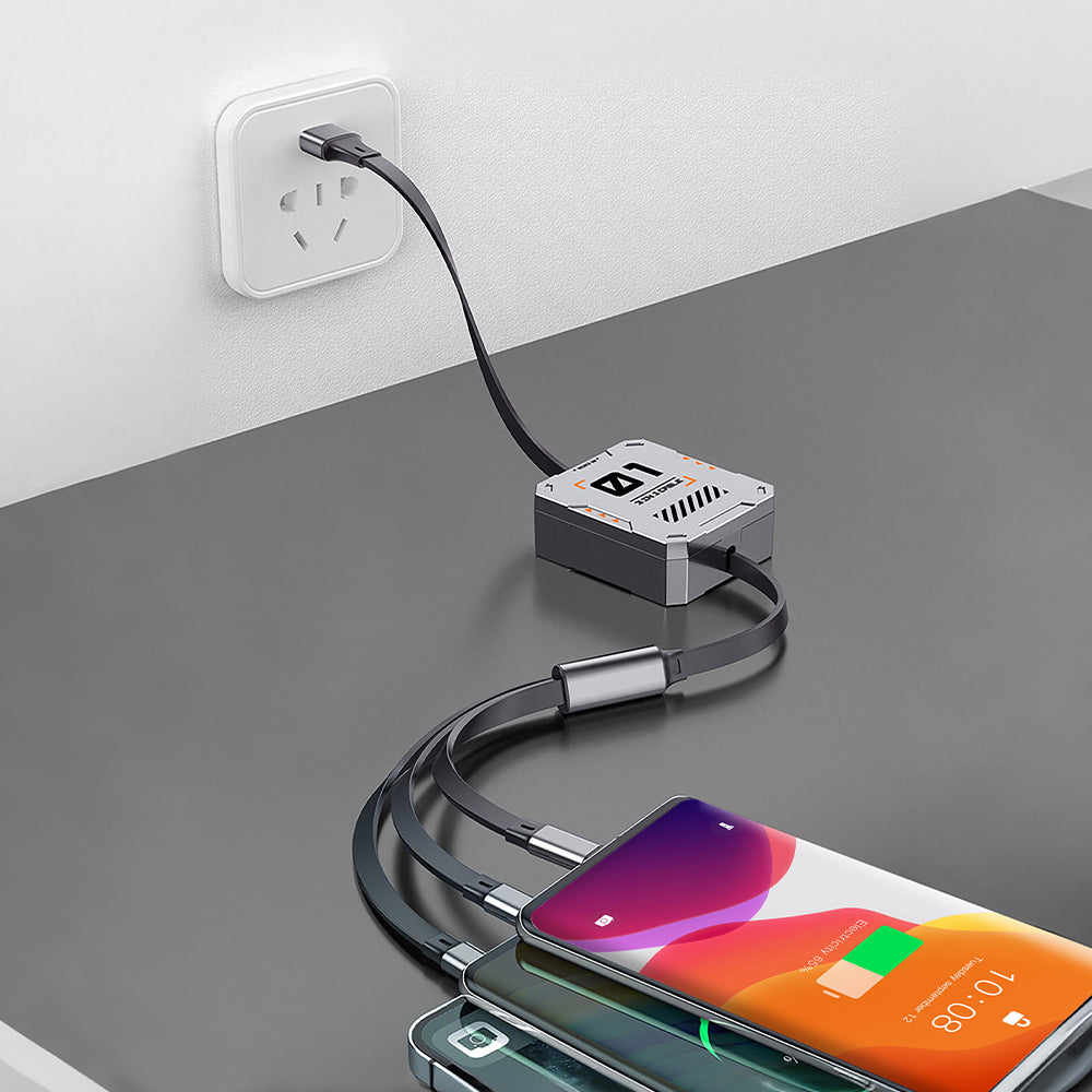 Multi Cavo di Ricarica 3 in 1 – Lightning + Micro USB + USB-C, 1.2M, Carica Rapida 5V/3.5A – Alta Qualità - MAX-B116
