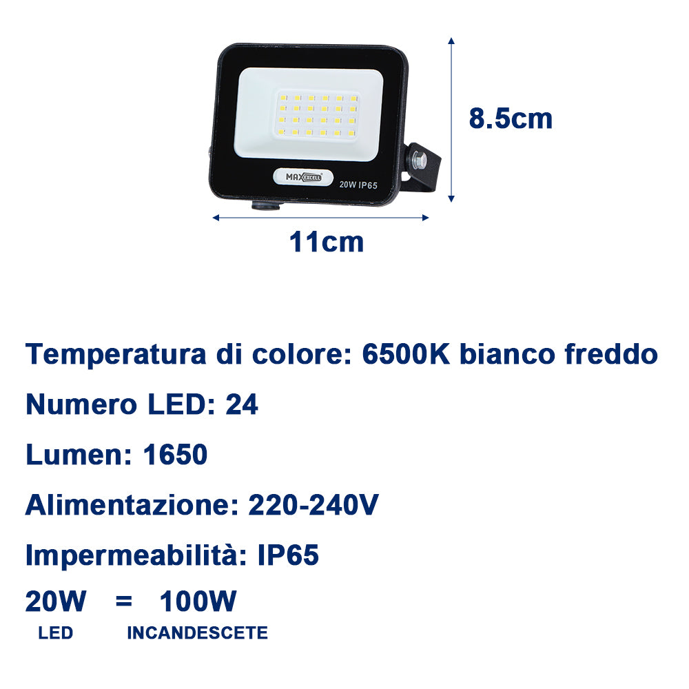 Faretto LED da Esterno – Impermeabile IP65, Luce Potente a Risparmio Energetico, Ideale per Giardini- MAX-0112