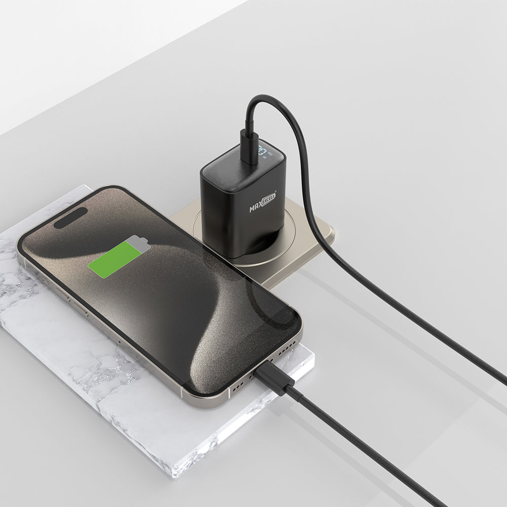 Caricatore da Muro 20W PD + QC – 1 Porta USB-C con LED, Ricarica Ultra Rapida, Compatto e Sicuro - MAX-A113