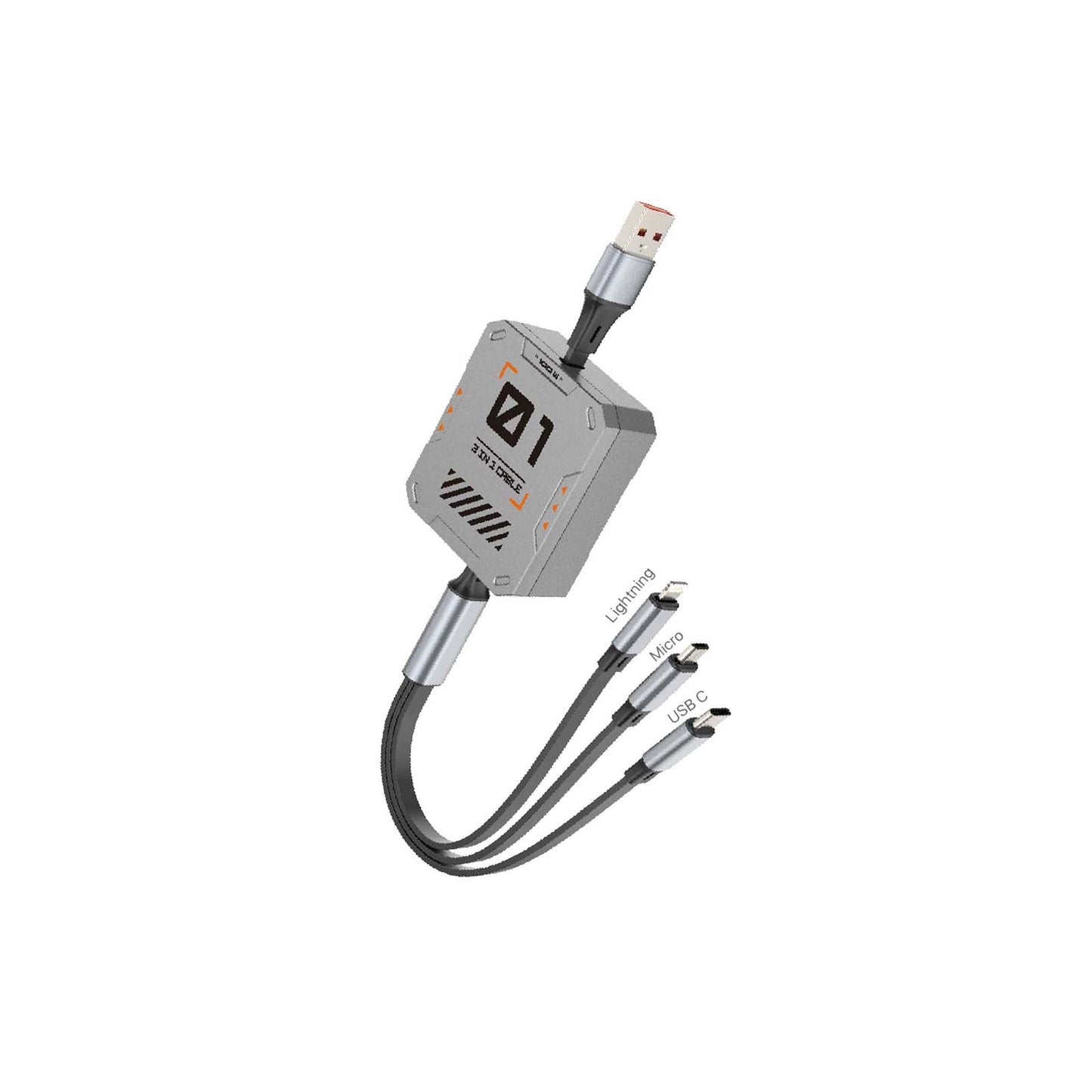 Multi Cavo di Ricarica 3 in 1 – Lightning + Micro USB + USB-C, 1.2M, Carica Rapida 5V/3.5A – Alta Qualità - MAX-B116