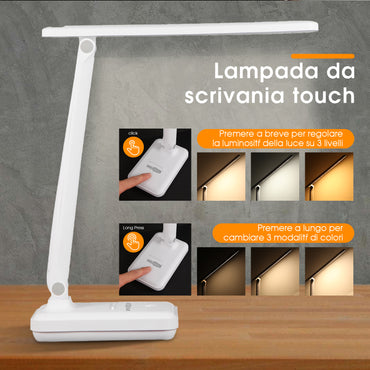 Lampada da Scrivania LED – Pieghevole, Ricaricabile e con Supporto per Smartphone - MAX-O100