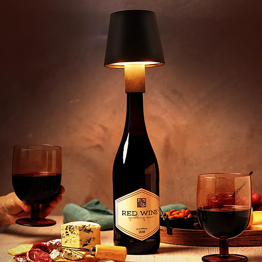 Lampada da Tappo per Bottiglia – Ricaricabile via USB con 3 Livelli di Luminosità – Controllo Touch – 1200 mAh – Luce LED Protettiva per gli Occhi - Atmosfera Unica per Ogni Occasione - MAX-O106