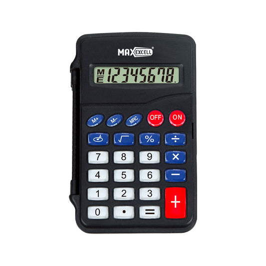 Calcolatrice Mini Portatile – Display Chiaro, Tasti Grandi, Compatta e Leggera, Ideale per Scuola, Ufficio e Uso Quotidiano - MAX-J124
