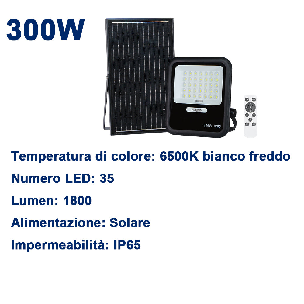 Faretto Solare LED da Esterno – Energia Solare, Sensore di Movimento, Impermeabile IP65, Ideale per Giardini, Cortili, Ingressi, Garage - MAX-O114