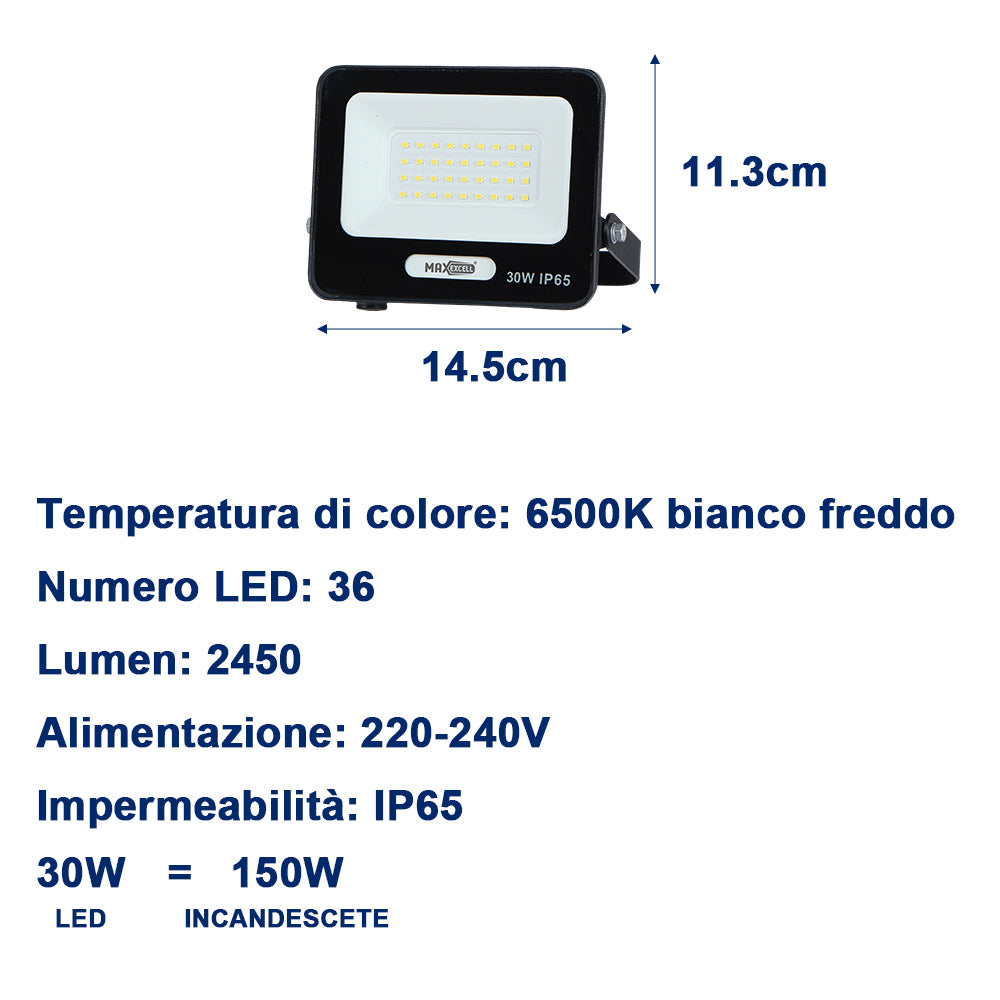 Faretto LED da Esterno – Impermeabile IP65, Luce Potente a Risparmio Energetico, Ideale per Giardini- MAX-0112