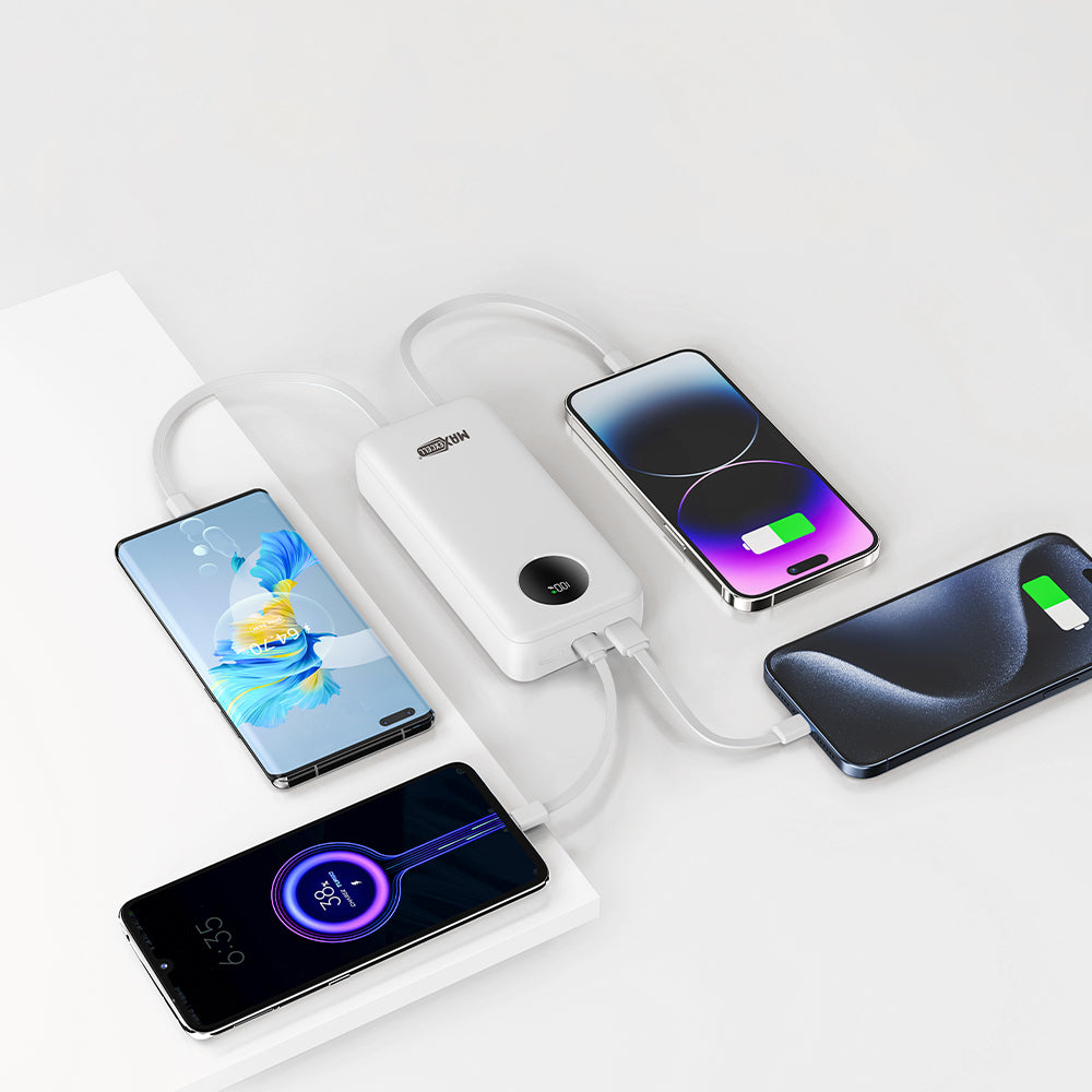 Power Bank 10000/20000mAh – Ricarica Rapida con 3 Cavi Integrati e Display LED - MAX-F108