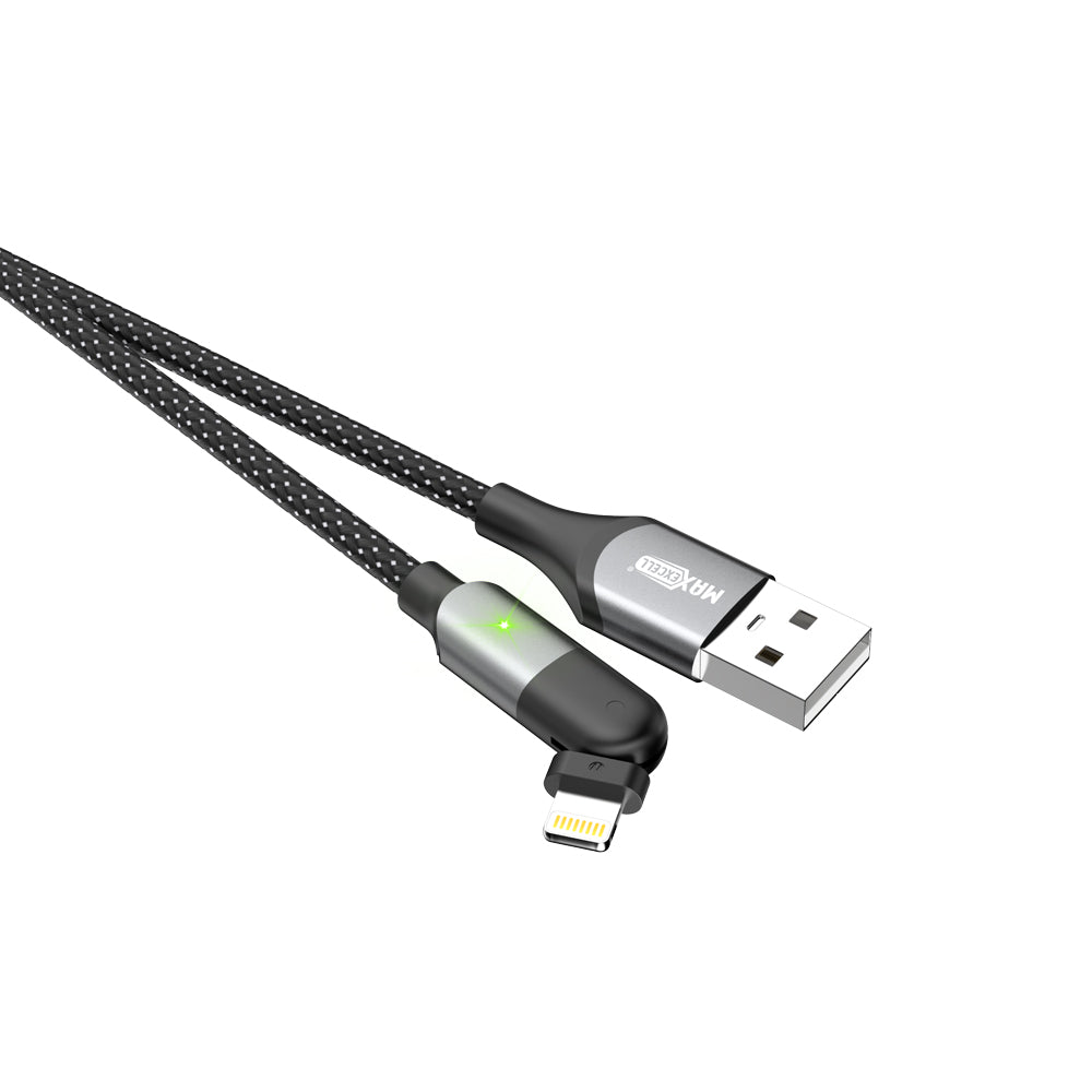 Cavo Dati e Ricarica 3.5A – 1 Metro – Rotazione 180° – Connettori in Lega di Zinco con LED – Cavo Intrecciato - MAX-B150